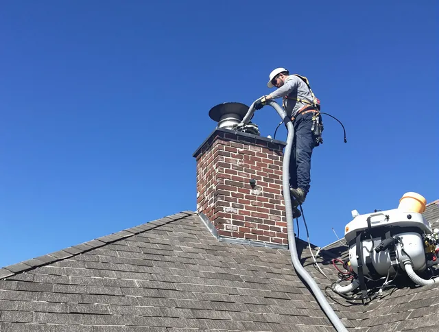 Dedicated Mahoning Chimney Sweep team member cleaning a chimney in Mahoning, OH
