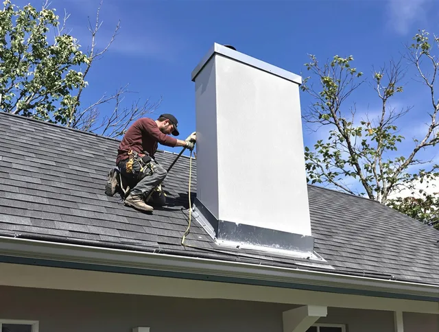 Mahoning Chimney Sweep team member finishing chimney construction in Mahoning, OH