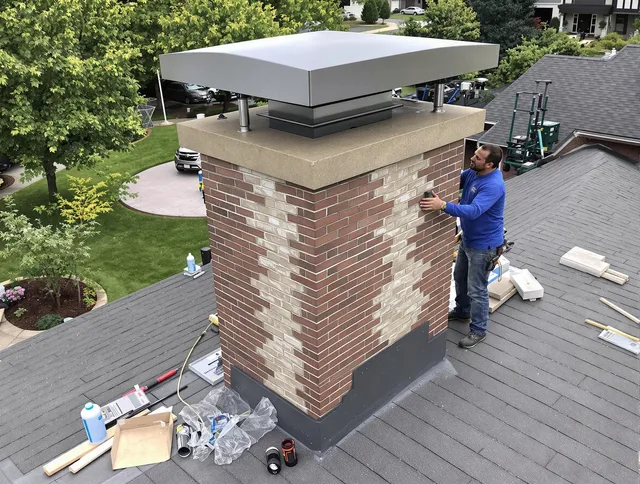 Mahoning Chimney Sweep team working on a custom chimney remodel in Mahoning, OH