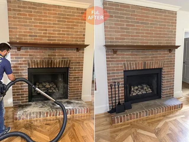 Mahoning Chimney Sweep carefully sanitizing a fireplace in Mahoning, OH