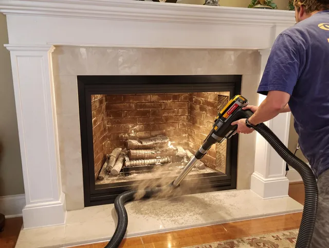 Fireplace cleaning performed by Mahoning Chimney Sweep in Mahoning, OH