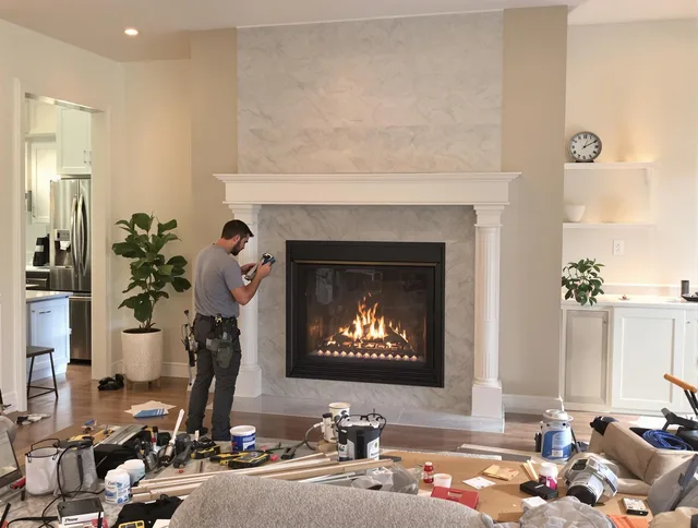 Newly installed fireplace by Mahoning Chimney Sweep in Mahoning, OH